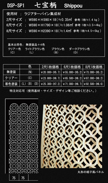 丸形の組子パネル、七宝柄